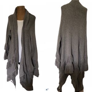 Twelfth Street Oversized Fringed sweater Gray Small NWOT